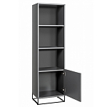 Стеллаж книжный цвета графит с 3-мя открытыми полками и дверкой Strict Lines варинант исполнения - 2 | Loft Concept в Липецке