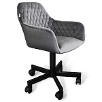 Стул с мягкой серой обивкой из велюра и подъемно-поворотным механизмом на черных колесиках Harper Gray варинант исполнения - 1 | Loft Concept в Липецке