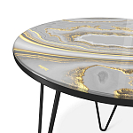 Стол журнальный c круглой столешницей из стекла серого цвета Gray and Gold Marble варинант исполнения - 3 | Loft Concept в Липецке