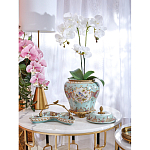 Блюдо из голубого фарфора с бронзовой ручкой в виде ветки Blue Garden варинант исполнения - 4 | Loft Concept в Липецке