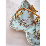 Блюдо из голубого фарфора с бронзовой ручкой в виде ветки Blue Garden варинант исполнения - 6 | Loft Concept в Липецке