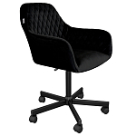 Стул с мягкой черной обивкой из велюра и подъемно-поворотным механизмом на колесиках Harper Black варинант исполнения - 1 | Loft Concept в Липецке