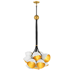 Люстра с 15-ю белыми  плафонами с золотой внутренней поверхностью Hinkley варинант исполнения - 7 | Loft Concept в Липецке