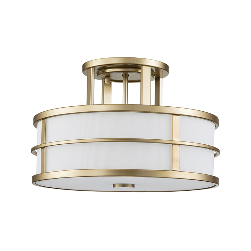 Потолочный светильник с белым матовым абажуром в металлическом каркасе Feiss Белый Латунь в Липецке | Loft Concept 