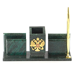 Настольный письменный набор из змеевика с визитницами и ручкой Successful Leader варинант исполнения - 1 | Loft Concept в Липецке