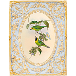 Декоративный постер с изображением птиц в раме с рельефным растительным узором Blooming Birds Poster варинант исполнения - 8 | Loft Concept в Липецке