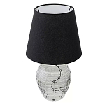 Настольная лампа с черным тканевым абажуром и фактурным прозрачным основанием Black Cone варинант исполнения - 1 | Loft Concept в Липецке