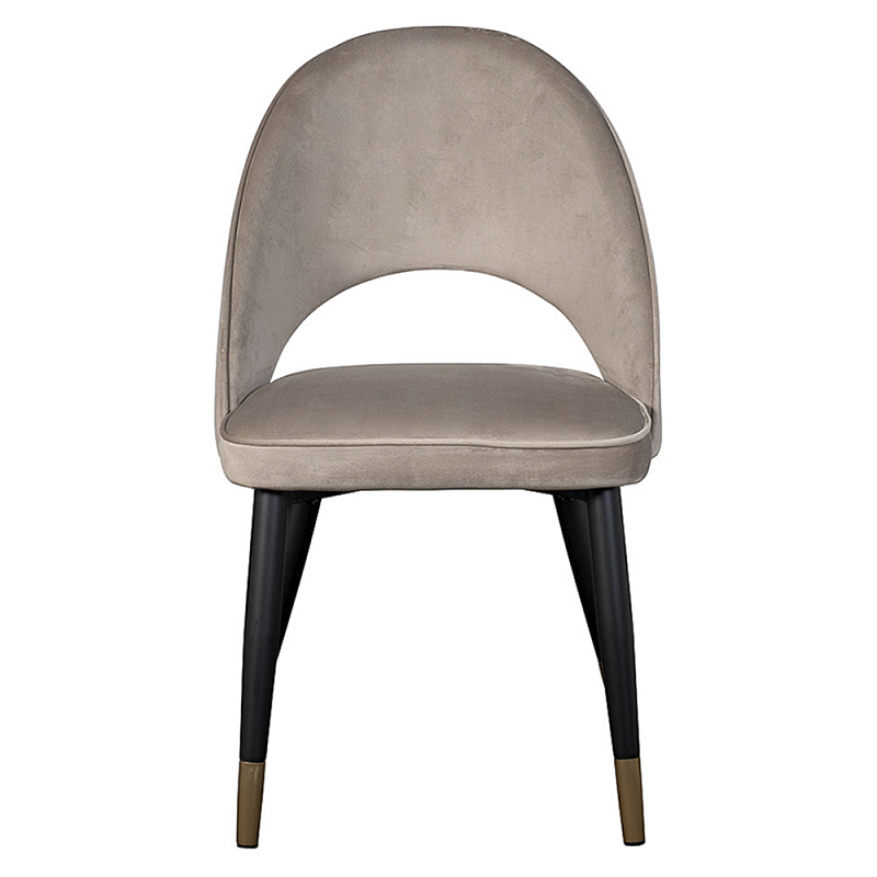 Стул велюровый серо-бежевый Schelde Gray Beige Серо-бежевый Черный в Липецке | Loft Concept 