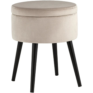 Пуф с ящиком Brianna серо-бежевый велюр 
