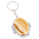 Зеркало брелок карманное двухстороннее из натурального камня Оникс Silver Stone Mirrors варинант исполнения - 1 | Loft Concept в Липецке