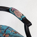 Полукресло из массива бука бирюзовое с изображением птиц и цветов Turquoise Chinoiserie Garden Chair варинант исполнения - 3 | Loft Concept в Липецке