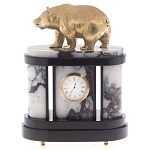 Часы настольные бронзовые с декором в виде медведя Bear Stone Clock варинант исполнения - 1 | Loft Concept в Липецке