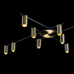 Потолочный светильник с 10-ю цилиндрическими плафонами цвета латунь TRIBES CHANDELIER варинант исполнения - 4 | Loft Concept в Липецке