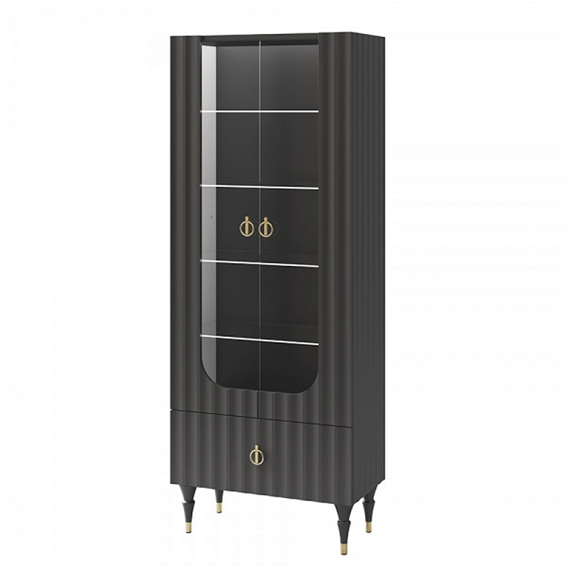 Витрина двухдверная с ящиком Antique Order Графит Золотой Витрина двухдверная с ящиком Antique Order Графит Золотой в Липецке | Loft Concept