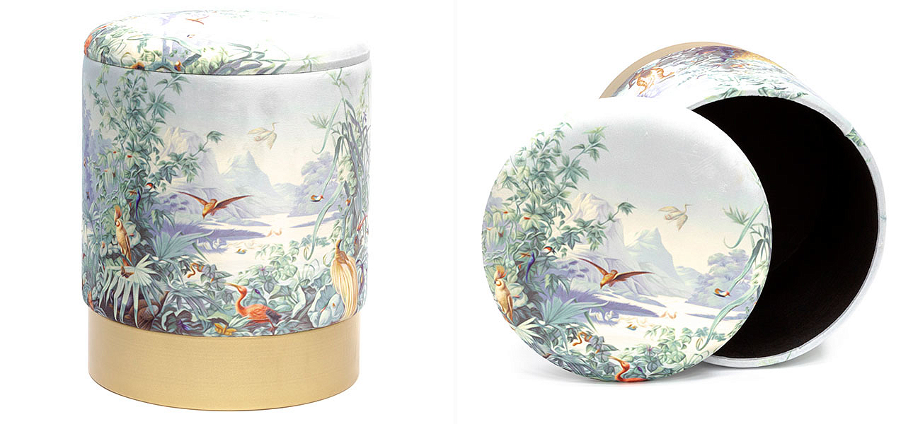 Пуф PUF Jungle Print с крышкой Adrian Пуф PUF Jungle Print с крышкой Adrian - Loft-Concept в Липецке