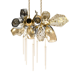 Люстра подвесная с 18-ю стеклянными плафонами с вертикальными подвесками Gilded Mirage  варинант исполнения - 1 | Loft Concept в Липецке