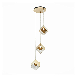 Потолочная люстра Pyrite Chandelier gold cube 3