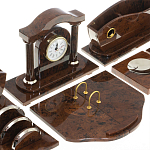 Настольный письменный набор с часами из природного камня обсидиана Competent Leader варинант исполнения - 4 | Loft Concept в Липецке