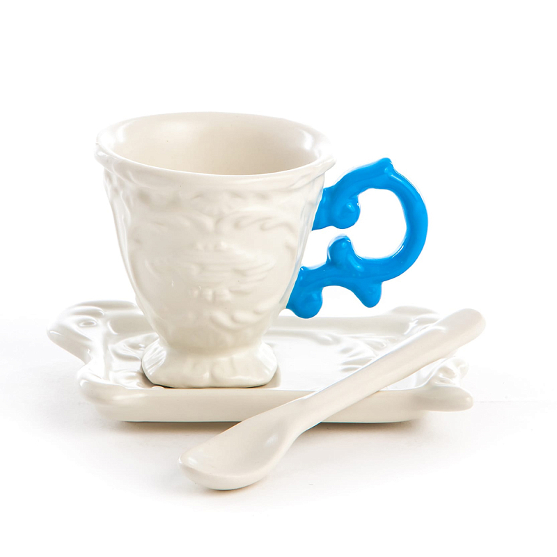 Кофейная пара Seletti I-Coffee Blue Белый Голубой в Липецке | Loft Concept 