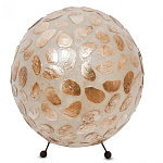 Настольная лампа из перламутра на металлическом каркасе Indonesian Circle варинант исполнения - 1 | Loft Concept в Липецке