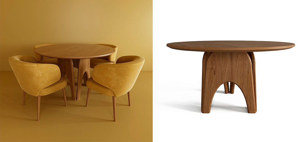Обеденный круглый стол из дерева Pelican Dinner Table Обеденный круглый стол из дерева Pelican Dinner Table - Loft-Concept в Липецке