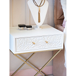 Приставной столик с выдвижным ящиком  White Table Carved Pattern варинант исполнения - 7 | Loft Concept в Липецке