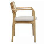 Стул обеденный с мягким сиденьем и спинкой из плетеного ротанга Wood and Textile Chair варинант исполнения - 2 | Loft Concept в Липецке