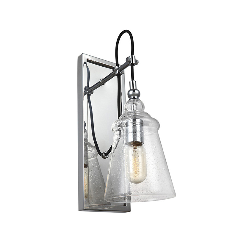 Бра с плафоном в форме колокола из прозрачного стекла с пузырьками Feiss Хром Прозрачное Стекло в Липецке | Loft Concept 