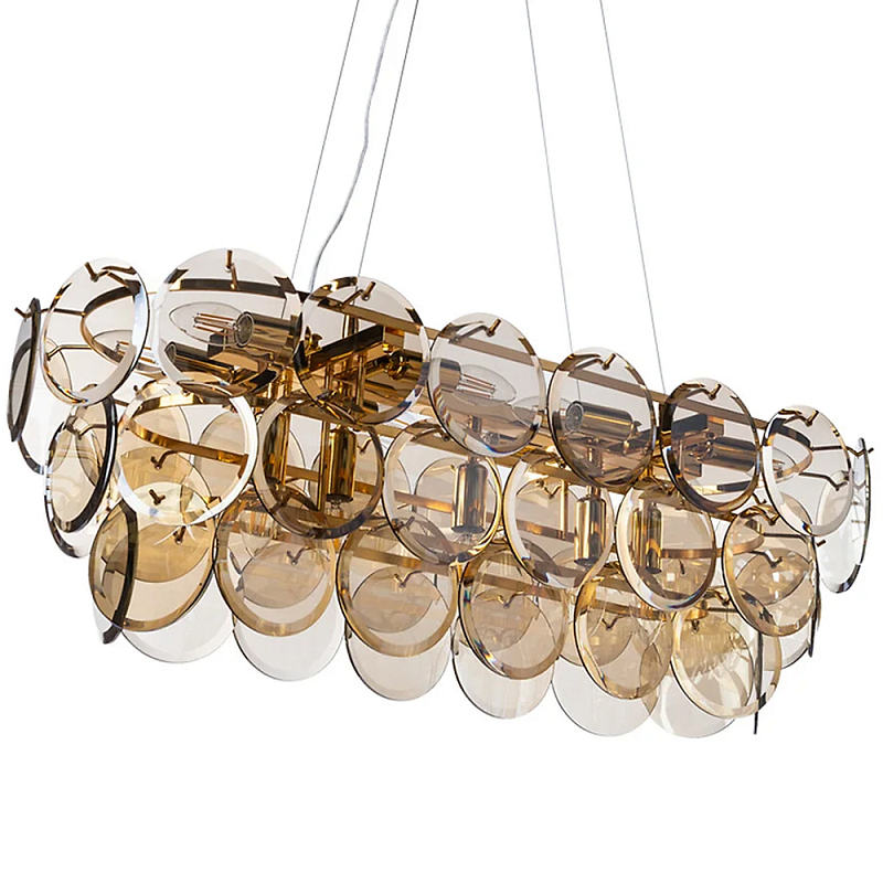 Люстра с круглыми стеклянными подвесками Cardiel Amber Glass Chandelier Янтарный Золотой Люстра с круглыми стеклянными подвесками Cardiel Amber Glass Chandelier Янтарный Золотой в Липецке | Loft Concept