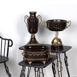 Ваза черного цвета из фарфора с золотистым узором и бронзовыми элементами Eden Garden porcelain and bronze варинант исполнения - 5 | Loft Concept в Липецке