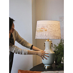 Настольная лампа с принтом на белом тканевом абажуре Roof Garden Lamp варинант исполнения - 5 | Loft Concept в Липецке