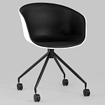 Офисное кресло из пластика с мягким сиденьем Eggshell Black варинант исполнения - 2 | Loft Concept в Липецке