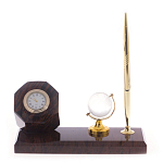 Настольный письменный набор с глобусом и ручкой из натурального обсидиана World Globe варинант исполнения - 1 | Loft Concept в Липецке