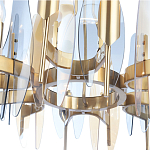 Люстра с вертикальными стеклянными элементами и металлическим каркасом цвета Латунь Vertical Glass варинант исполнения - 4 | Loft Concept в Липецке