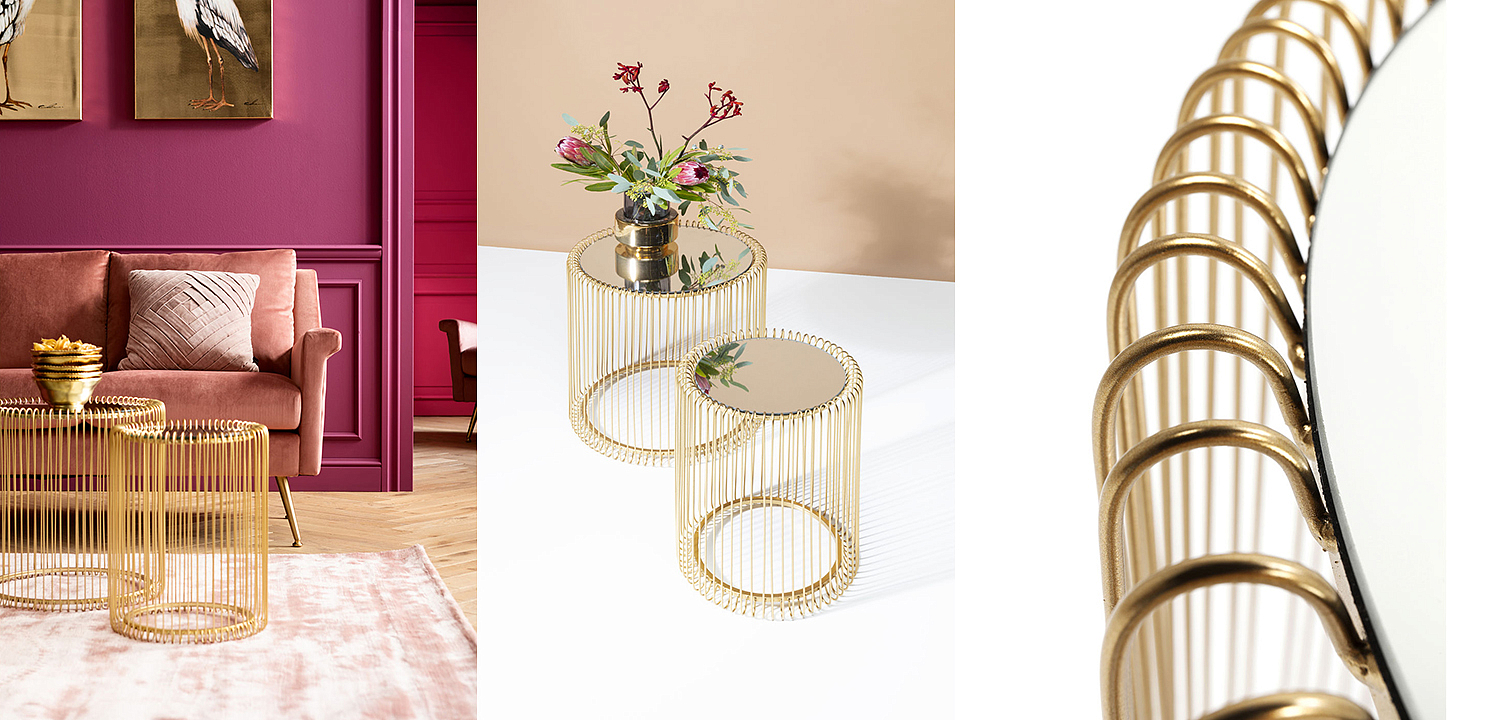 Комплект приставных столов Mirror Surface Brass Tables Комплект приставных столов Mirror Surface Brass Tables - Loft-Concept в Липецке