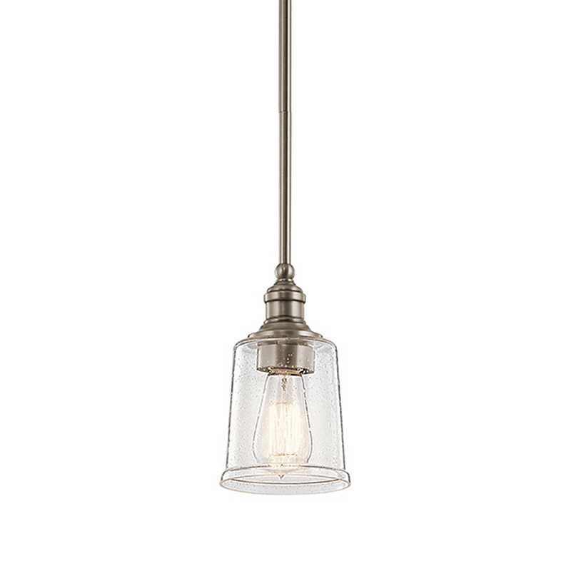 Подвесной светильник со стеклянным плафоном в форме колокола с эффектом пузырьков Kichler Олово Латунь Прозрачное Стекло в Липецке | Loft Concept 