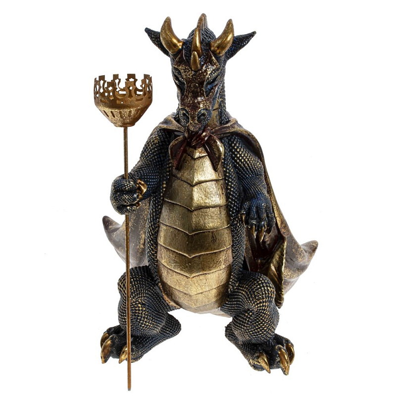 Подсвечник в виде дракона Dragon candlestick Brown Gold Коричневый Золотой Темно-синий Подсвечник в виде дракона Dragon candlestick Brown Gold Коричневый Золотой Темно-синий в Липецке | Loft Concept