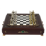 Шахматы в ларце из натуральных камней Долерит Малахит Мрамор Decorative Thematic Chess Русь варинант исполнения - 9 | Loft Concept в Липецке