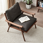 Кресло c каркасом из массива дерева и мягкой кожаной обивкой Walnut Armchair варинант исполнения - 2 | Loft Concept в Липецке