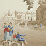 Обои ручная роспись Views of Italy Azure on Sepia варинант исполнения - 2 | Loft Concept в Липецке