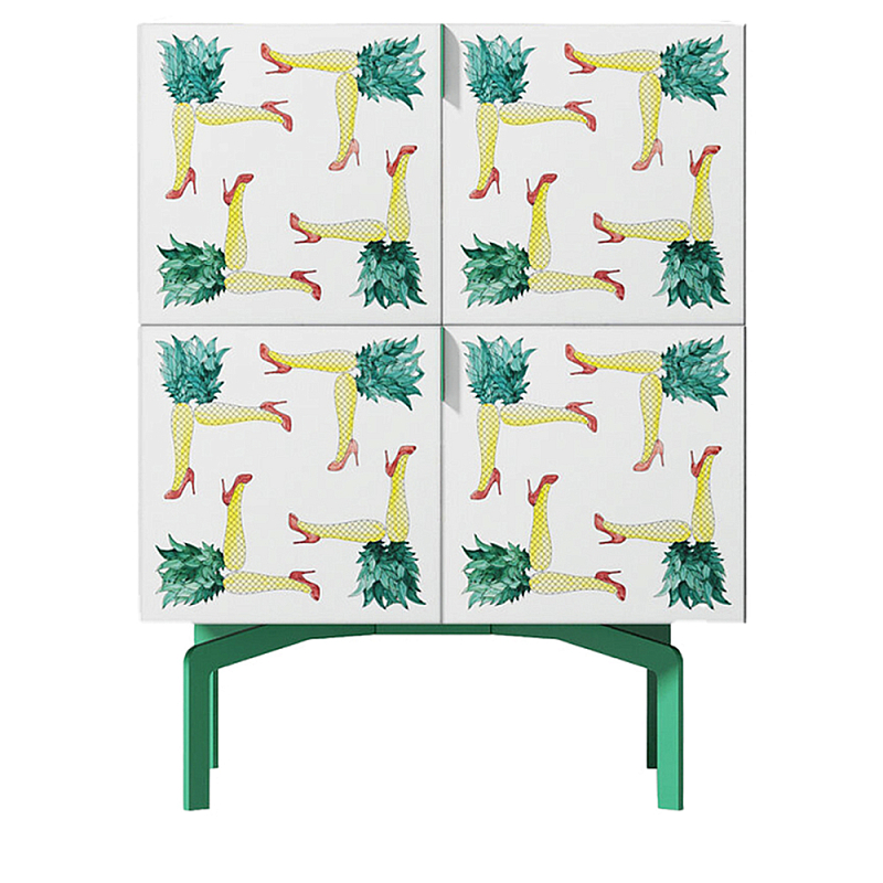 Тумба с рисунком ShortT Pina Colada Green Белый Зеленый Желтый Красный Тумба с рисунком ShortT Pina Colada Green Белый Зеленый Желтый Красный в Липецке | Loft Concept
