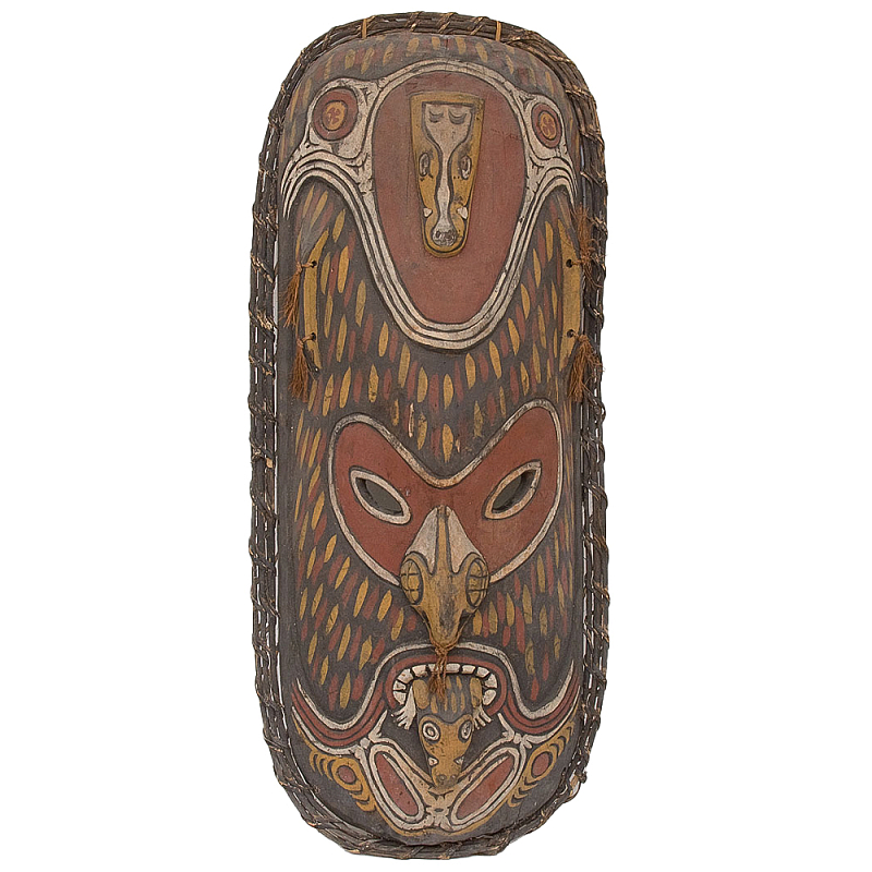 Деревянная расписная маска ручной работы Great Papuan Mask Коричневый Желтый Деревянная расписная маска ручной работы Great Papuan Mask Коричневый Желтый в Липецке | Loft Concept