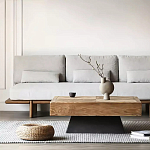 Дизайнерский журнальный стол квадратный с черным трапециевидным основанием Wokab варинант исполнения - 1 | Loft Concept в Липецке