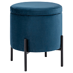 Синий пуф на черных ножках SANJAY варинант исполнения - 1 | Loft Concept в Липецке