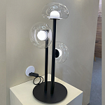 Настольная лампа с тремя прозрачными куполообразными плафонами и черным металлическим основанием Flos Wireline Lighting варинант исполнения - 5 | Loft Concept в Липецке