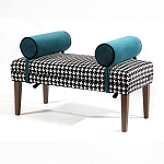 Банкетка Banquette PIED DE POULE с принтом гусиная лапка и синими подлокотниками  варинант исполнения - 2 | Loft Concept в Липецке