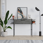 Консоль напольная серая с выдвижным ящиком и 2-мя полками с белой столешницей OTIS CONSOLE RETRO GRAY варинант исполнения - 1 | Loft Concept в Липецке