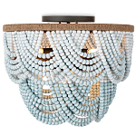 Круглый потолочный светильник с подвесками из круглых деревянных бусин Ombre Wooden Beads Blue Ceiling Lamp варинант исполнения - 2 | Loft Concept в Липецке