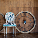 Часы настенные деревянные с римскими цифрами чёрного цвета Clock with History варинант исполнения - 3 | Loft Concept в Липецке