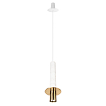 Подвесной светильник с узким цилиндрическим плафоном и золотым металлическим декором Concrete Pipe варинант исполнения - 11 | Loft Concept в Липецке